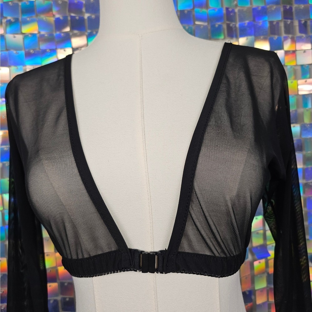 Sheer Mesh Shrug Bolero Women Stretchy One Size Black Excellent Rave Festival - Picture 3 of 8